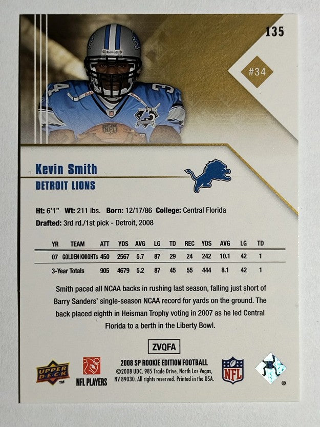 2008 SP Rookie Edition #135 Kevin Smith RC
