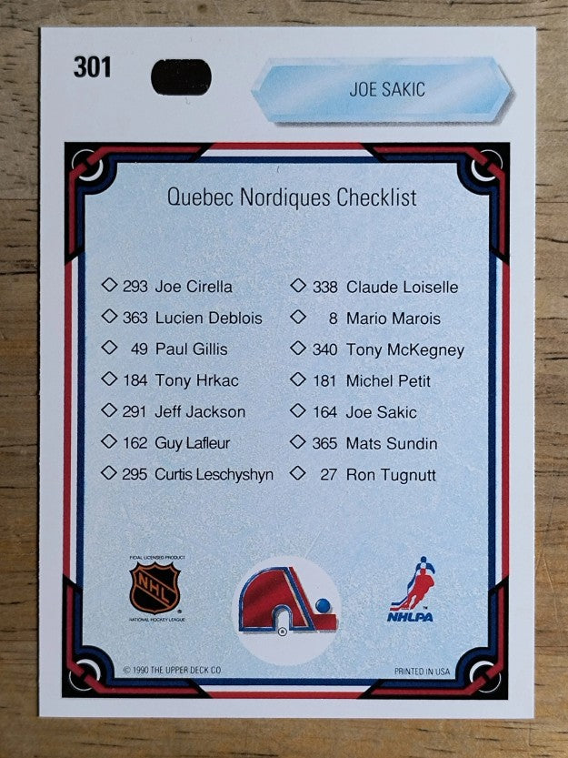 1990-91 Upper Deck #301 Joe Sakic TC