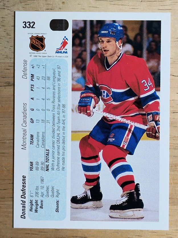1990-91 Upper Deck #332 Donald Dufresne RC