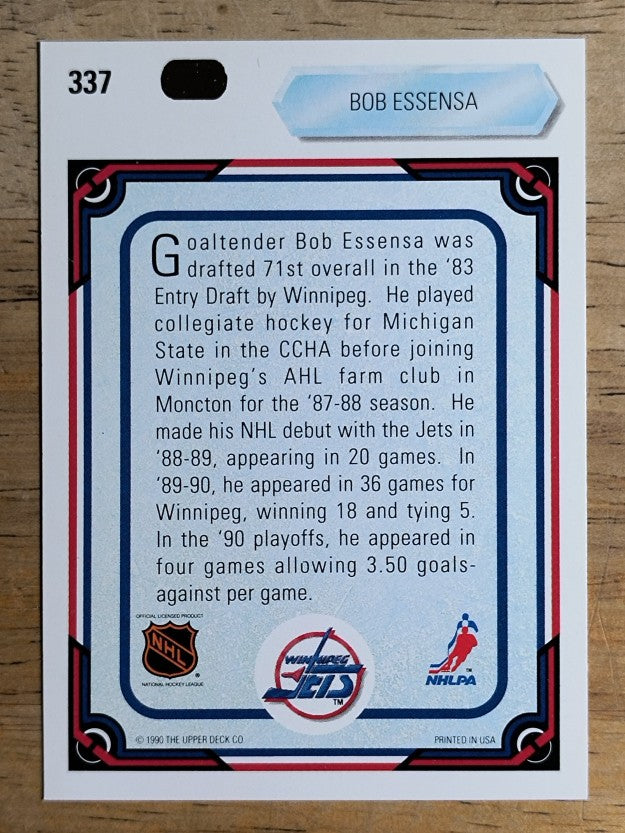 1990-91 Upper Deck #337 Bob Essensa ART