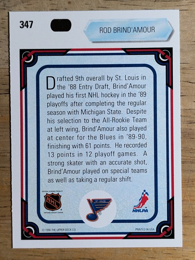 1990-91 Upper Deck #347 Rod Brind'Amour ART