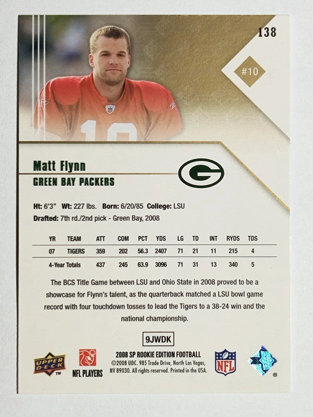 2008 SP Rookie Edition #138 Matt Flynn RC