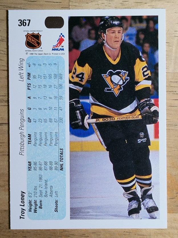 1990-91 Upper Deck #367 Troy Loney RC