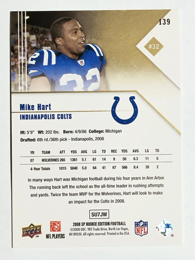 2008 SP Rookie Edition #139 Mike Hart RC