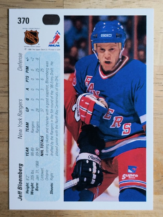 1990-91 Upper Deck #370 Jeff Bloemberg RC