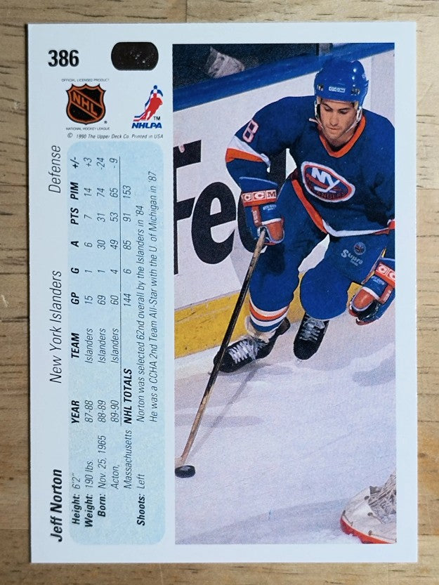1990-91 Upper Deck #386 Jeff Norton