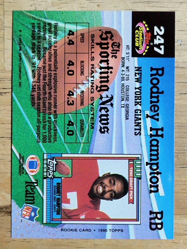 1992 Stadium Club #247 Rodney Hampton