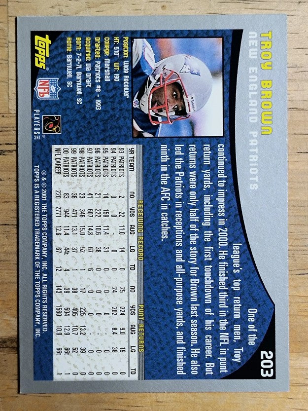 2001 Topps #203 Troy Brown