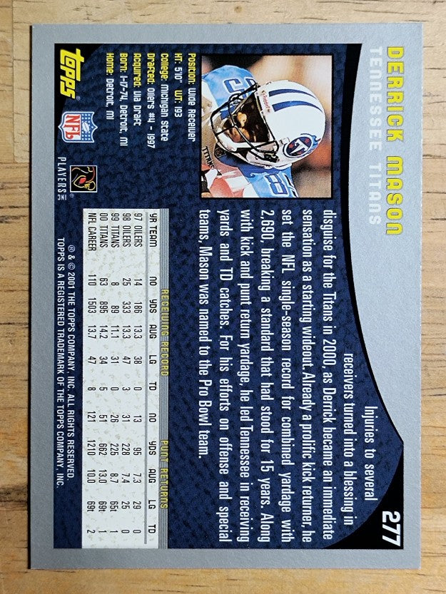 2001 Topps #277 Derrick Mason