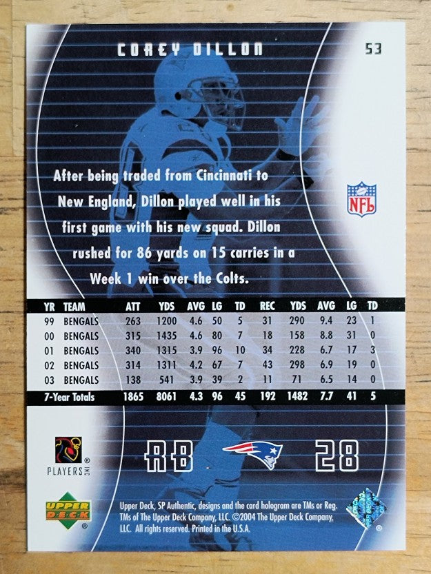 2004 SP Authentic #53 Corey Dillon
