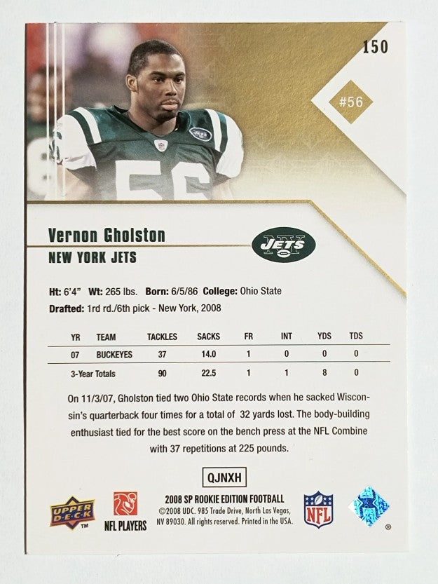 2008 SP Rookie Edition #150 Vernon Gholston RC