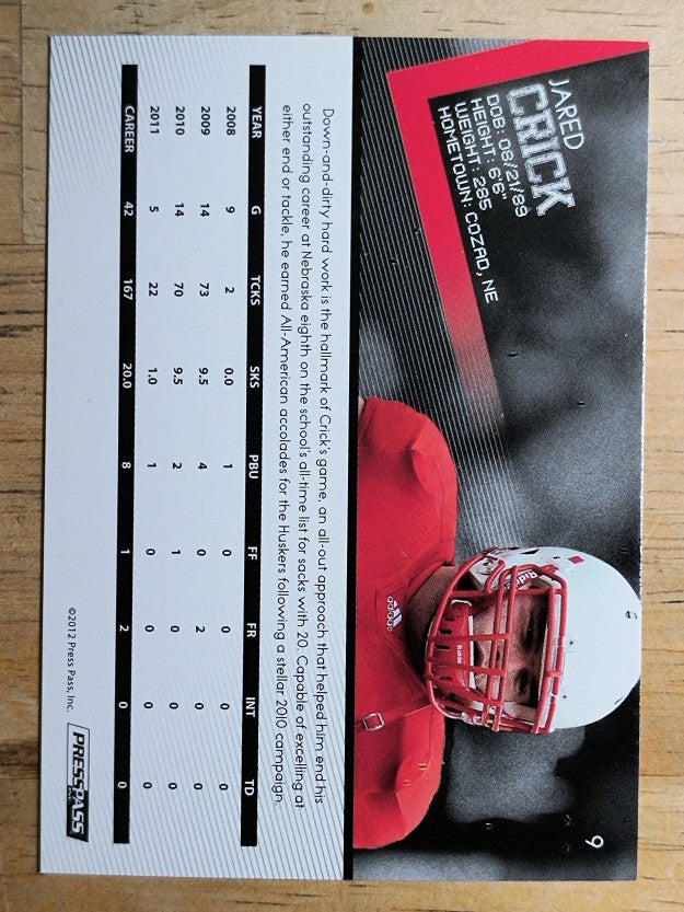 2012 Press Pass #9 Jared Crick