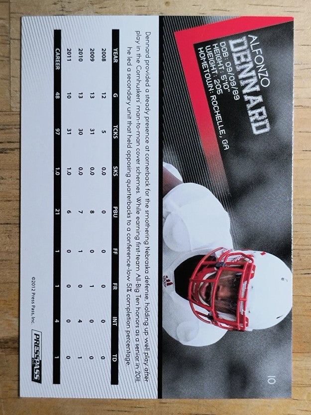 2012 Press Pass #10 Alfonzo Dennard