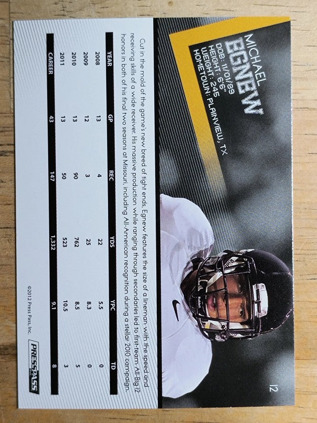 2012 Press Pass #12 Michael Egnew