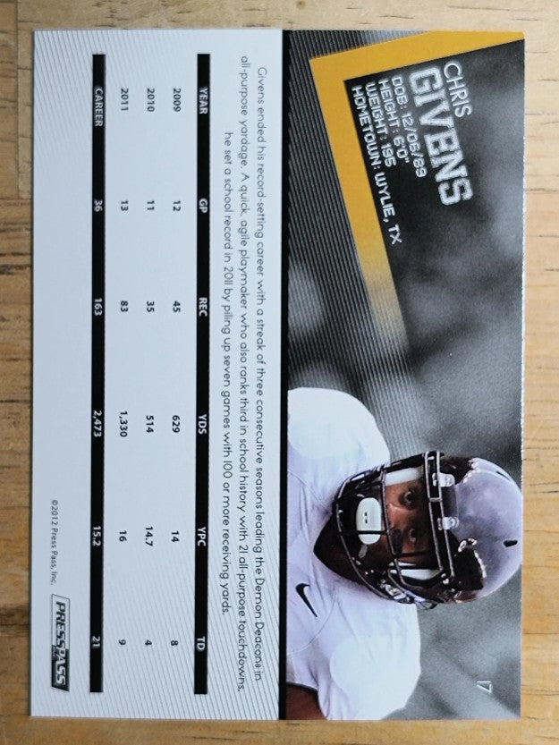 2012 Press Pass #17 Chris Givens