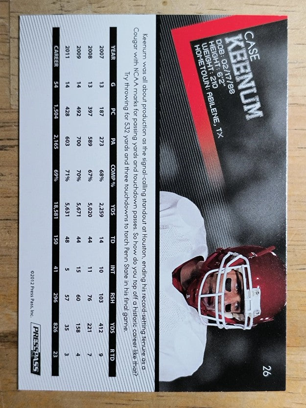 2012 Press Pass #26 Case Keenum