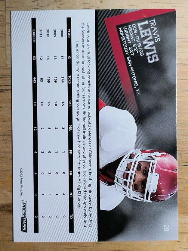 2012 Press Pass #28 Travis Lewis