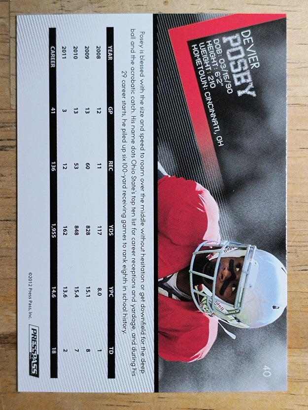 2012 Press Pass #40 DeVier Posey