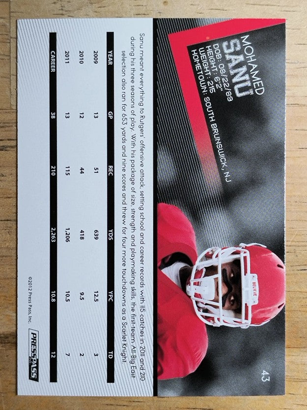 2012 Press Pass #43 Mohamed Sanu