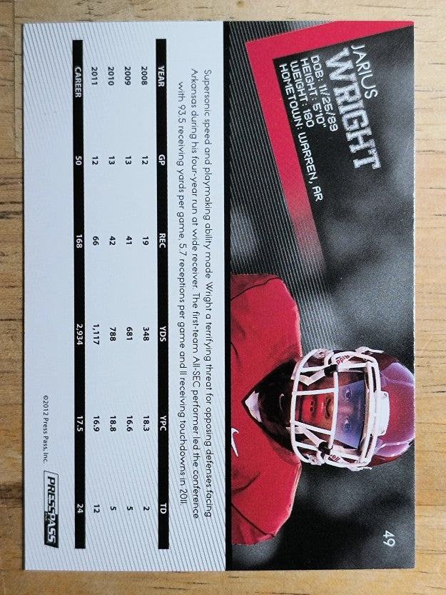 2012 Press Pass #49 Jarius Wright