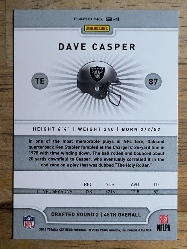 2012 Totally Certified #94 Dave Casper