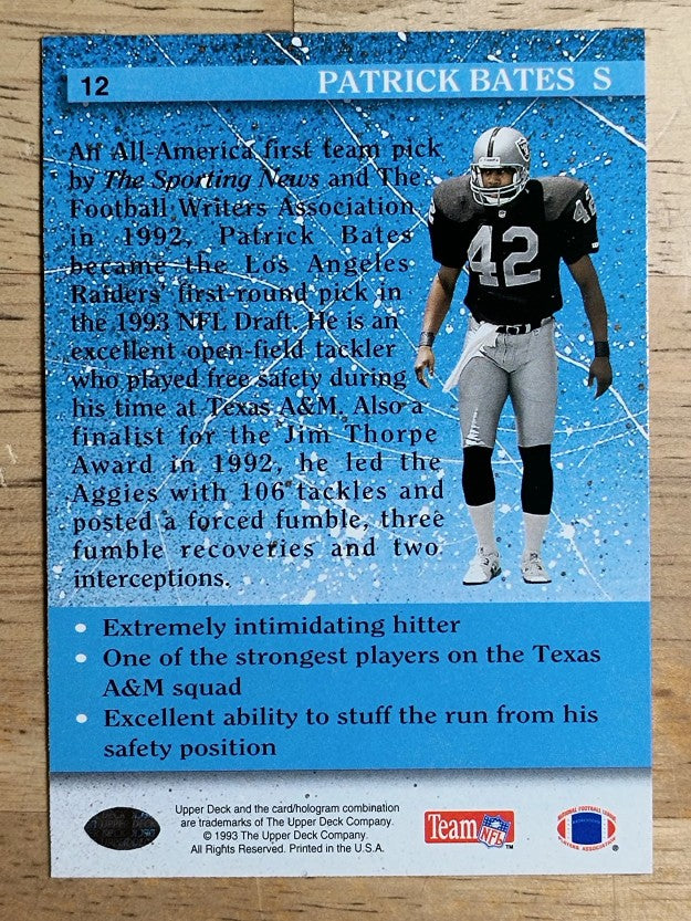 1993 Upper Deck #12 Patrick Bates RC