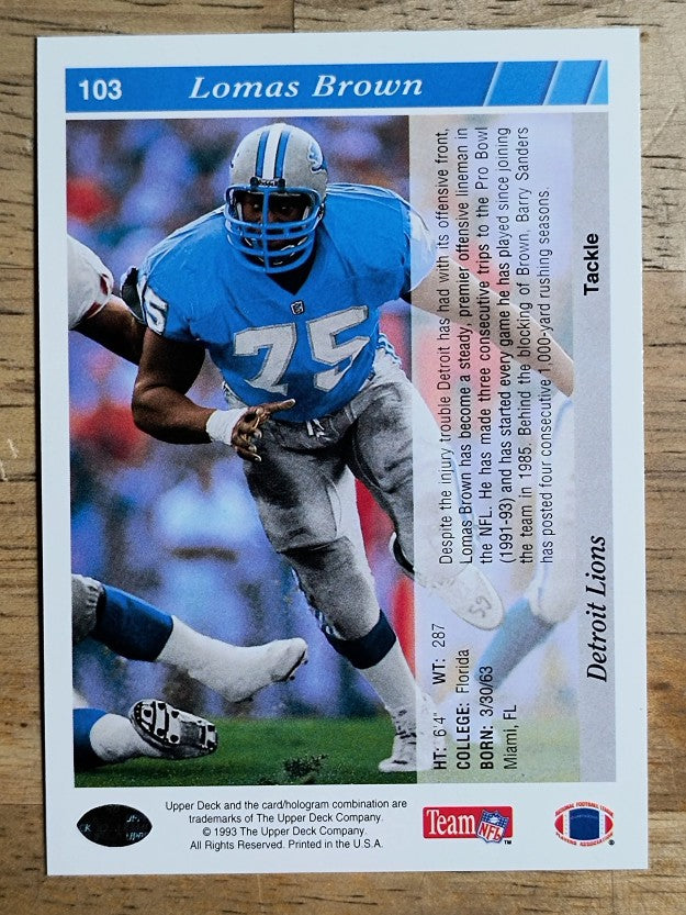 1993 Upper Deck #103 Lomas Brown