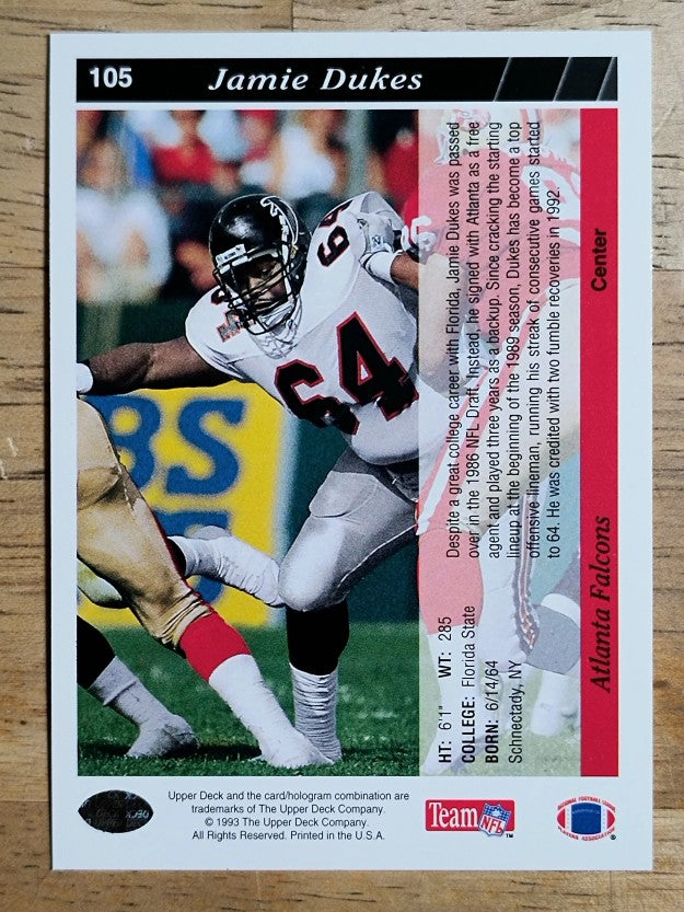1993 Upper Deck #105 Jamie Dukes