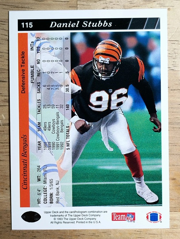 1993 Upper Deck #115 Daniel Stubbs