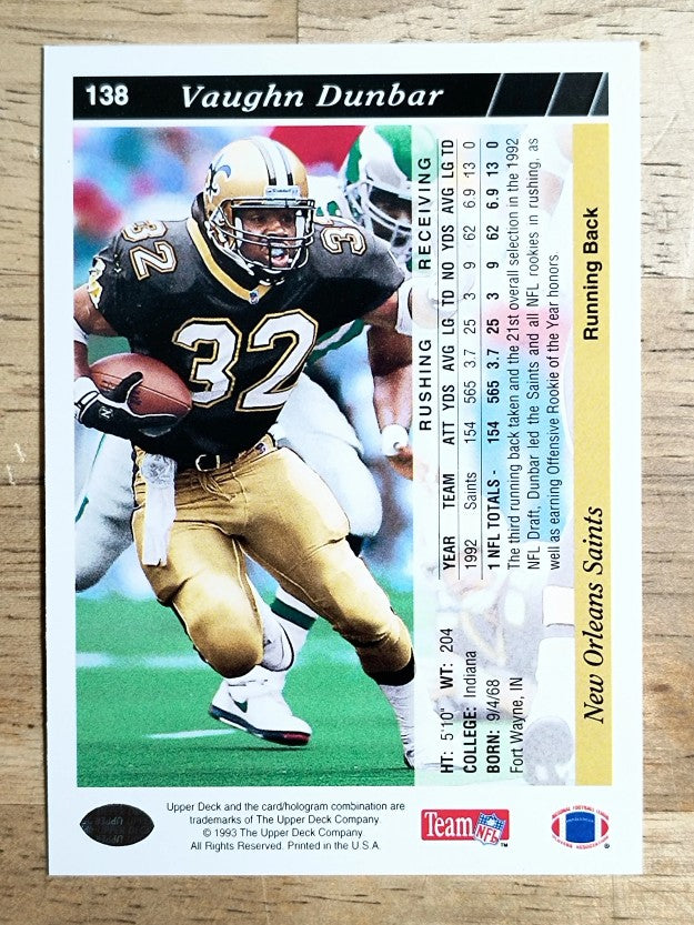 1993 Upper Deck #138 Vaughn Dunbar