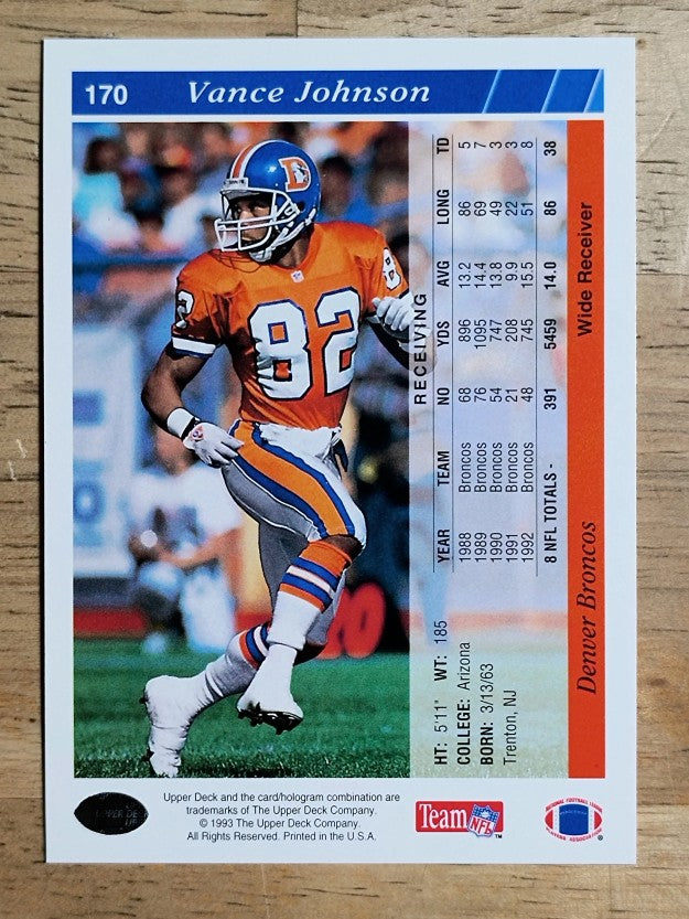 1993 Upper Deck #170 Vance Johnson