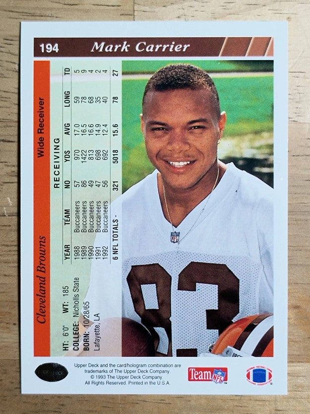 1993 Upper Deck #194 Mark Carrier WR