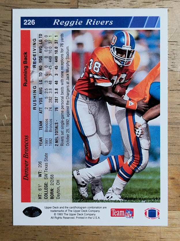 1993 Upper Deck #226 Reggie Rivers RC