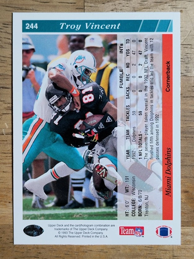1993 Upper Deck #244 Troy Vincent