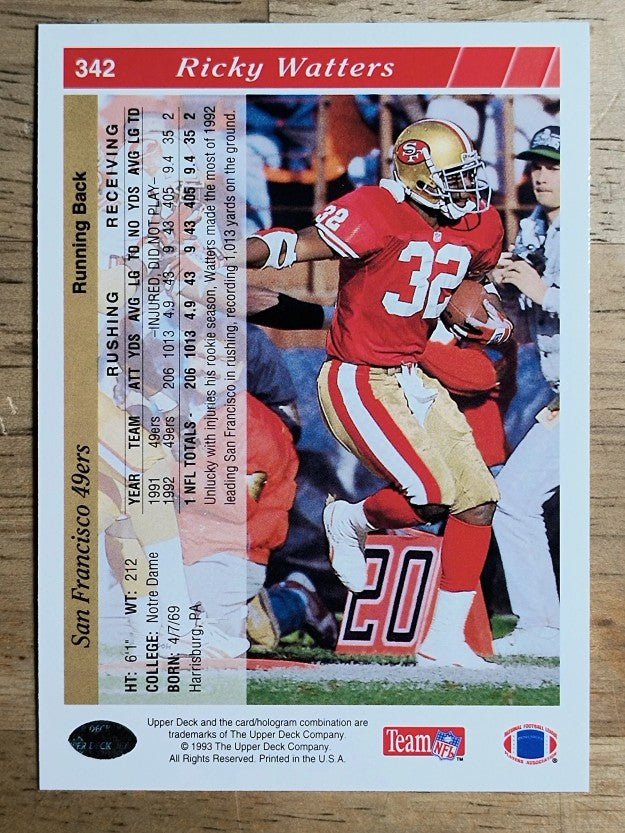 1993 Upper Deck #342 Ricky Watters