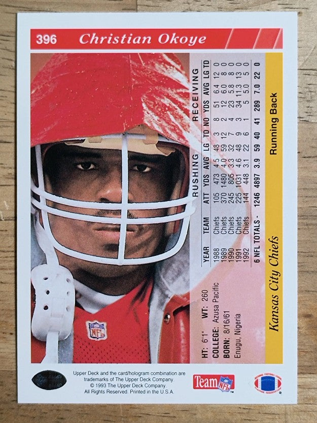 1993 Upper Deck #396 Christian Okoye