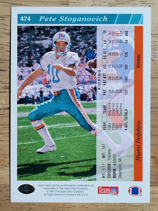 1993 Upper Deck #474 Pete Stoyanovich
