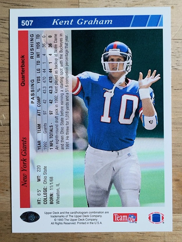 1993 Upper Deck #507 Kent Graham RC