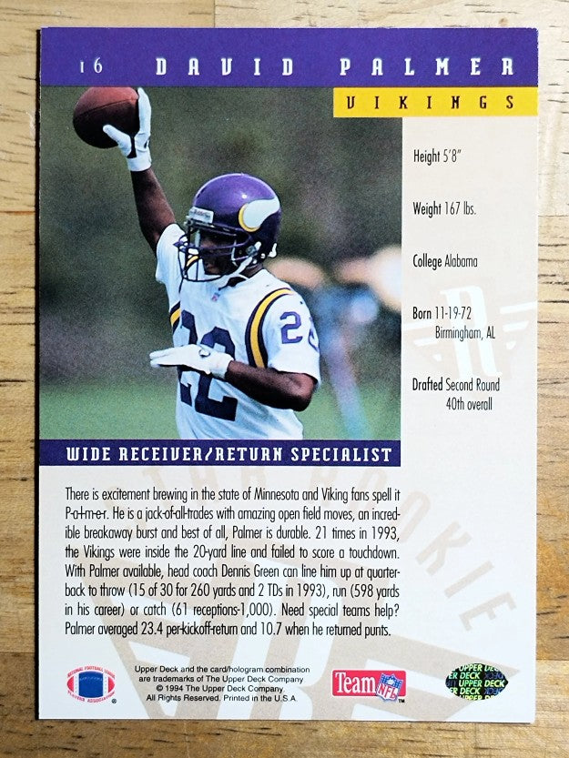 1994 Upper Deck #16 David Palmer RC