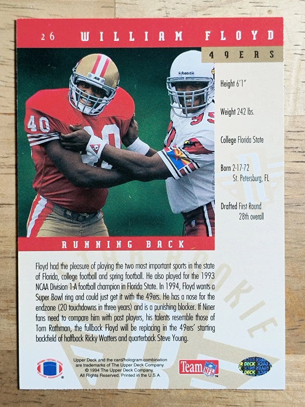 1994 Upper Deck #26 William Floyd RC
