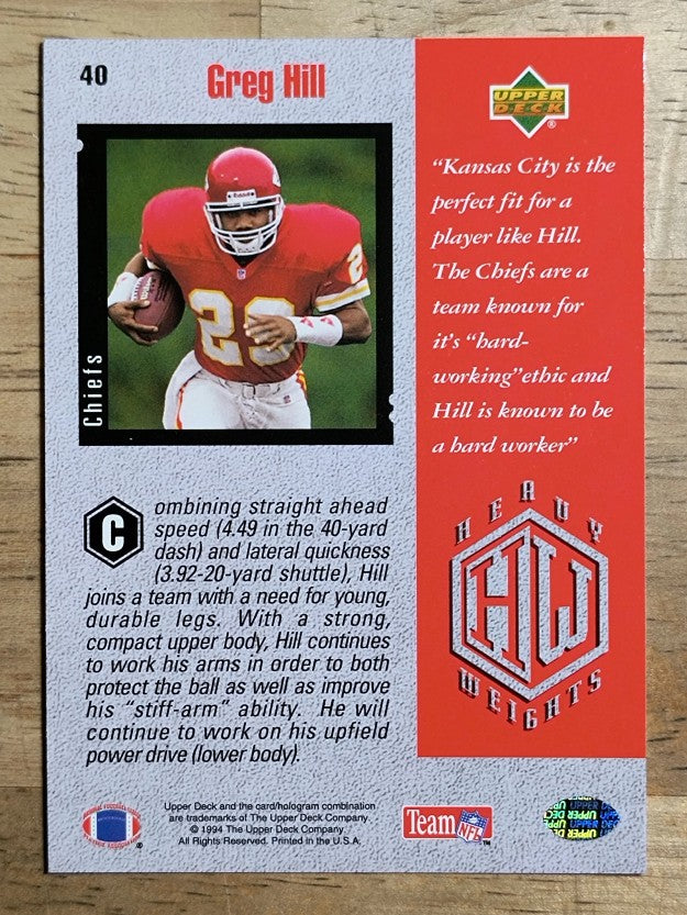 1994 Upper Deck #40 Greg Hill HW