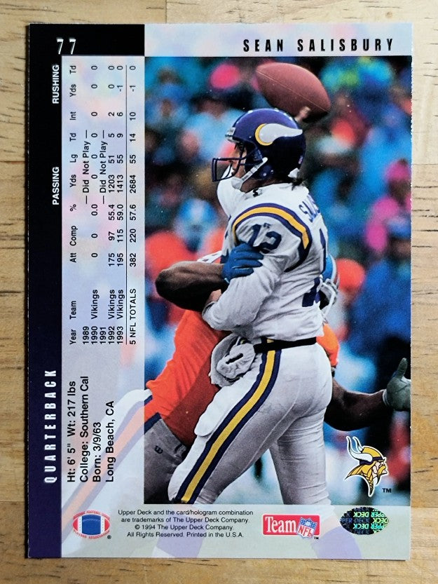 1994 Upper Deck #77 Sean Salisbury