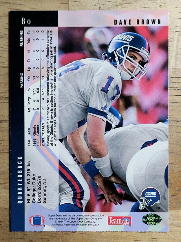 1994 Upper Deck #80 Dave Brown