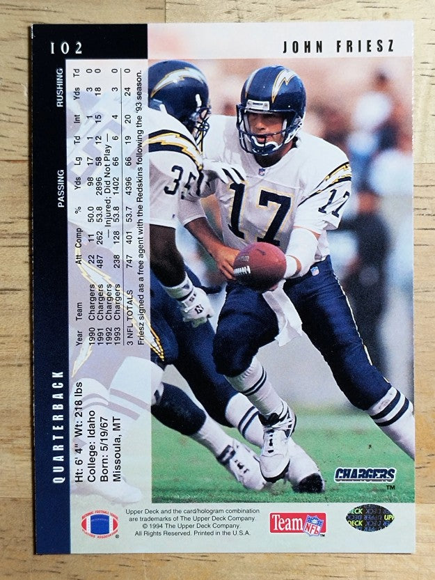 1994 Upper Deck #102 John Friesz