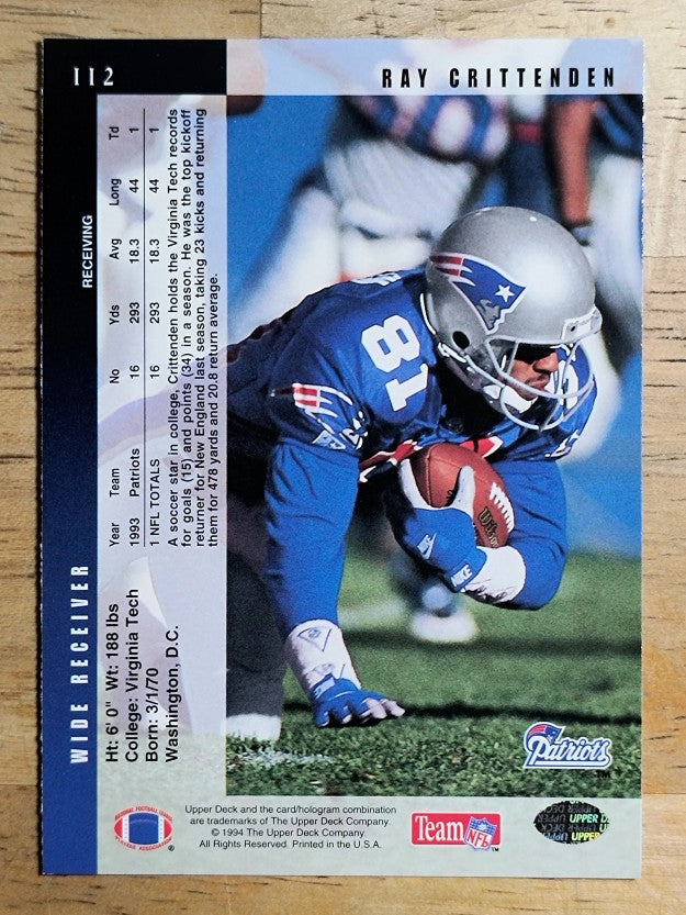 1994 Upper Deck #112 Ray Crittenden RC