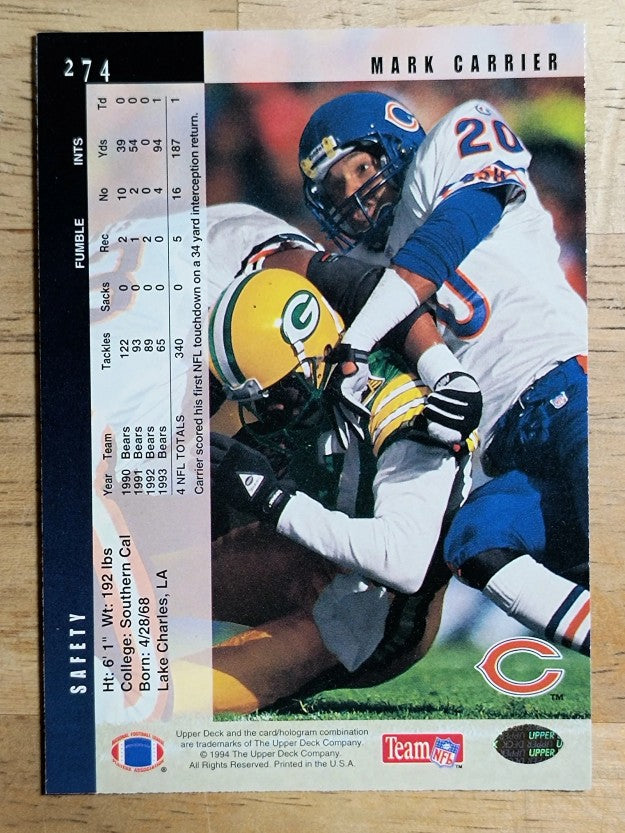 1994 Upper Deck #274 Mark Carrier DB