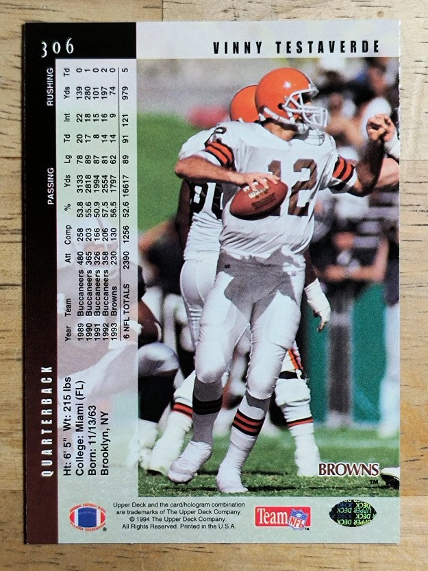 1994 Upper Deck #306 Vinny Testaverde