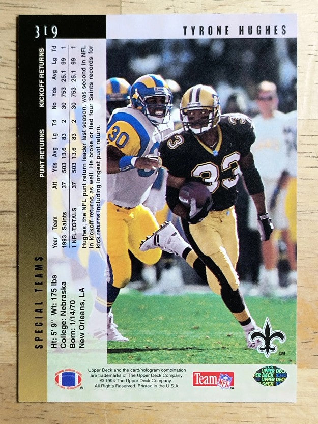 1994 Upper Deck #319 Tyrone Hughes
