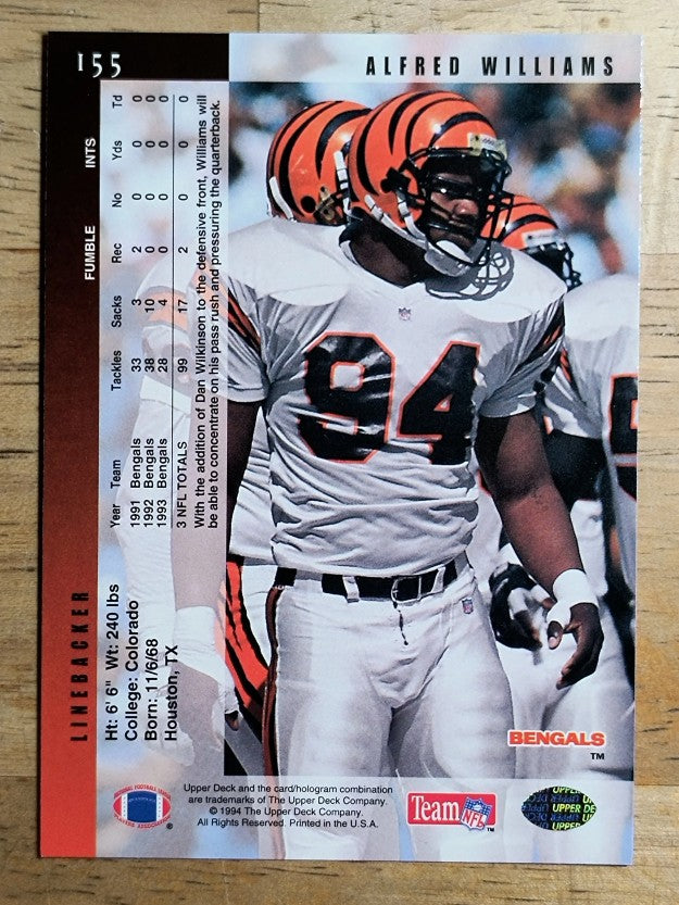 1994 Upper Deck Electric Silver #155 Alfred Williams