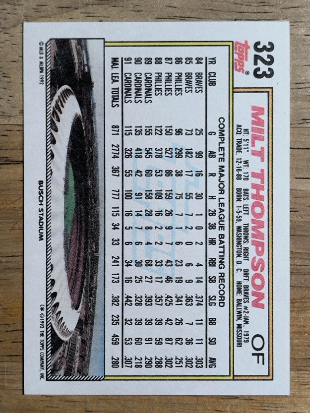 1992 Topps #323 Milt Thompson